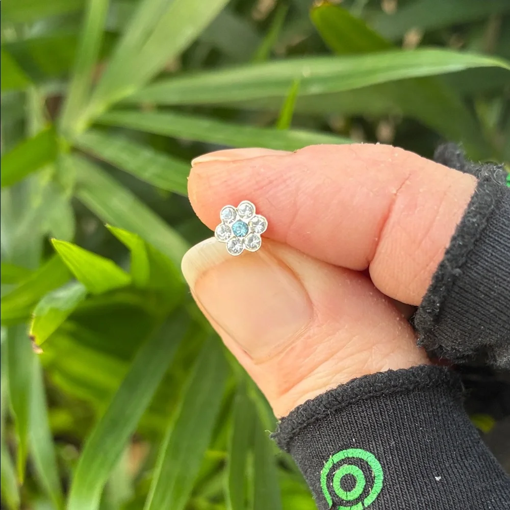 BOGO FREE- 2 Pairs Of Sterling Silver Flower Post Earrings w/ Swarovski Crystals